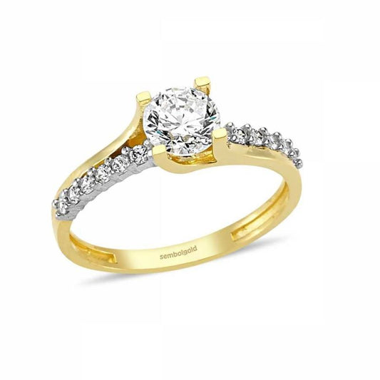 8K Solid Gold Solitaire Ring With Gemstone
