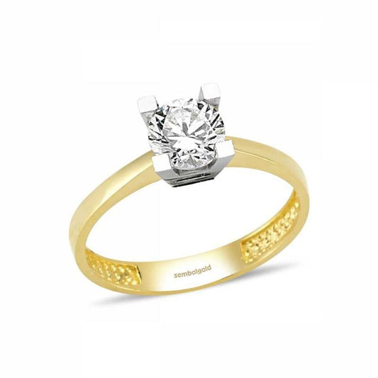 8K Solid Gold Solitaire Ring