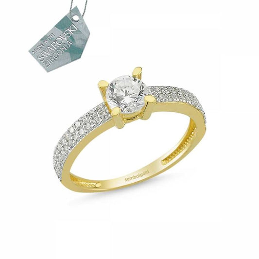 Solid Gold Solitaire Ring Special Design Zircon