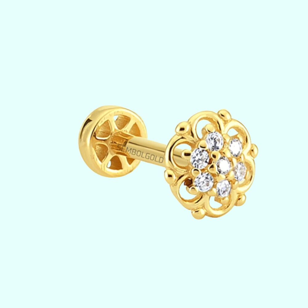 Solid Gold Tragus Piercing 14K