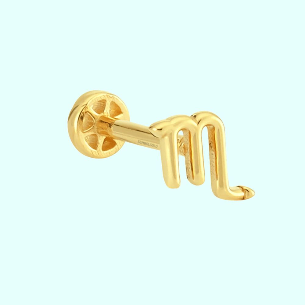 Solid Gold Tragus Piercing 14K Scorpio Zodiac Sign