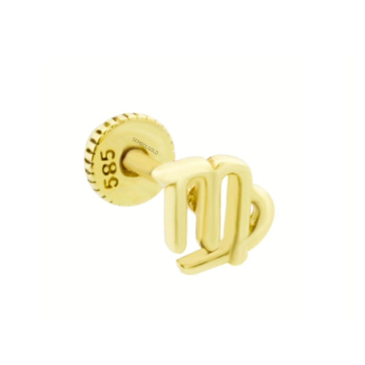 Solid Gold Tragus Piercing 14K Virgo Zodiac Sign