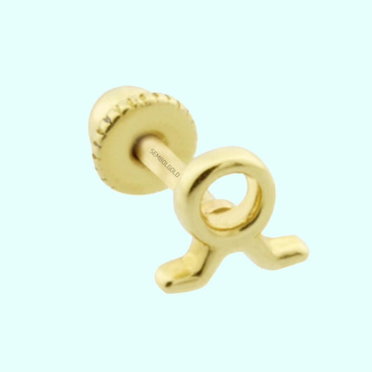 Solid Gold Tragus Piercing 14K Taurus Zodiac Sign