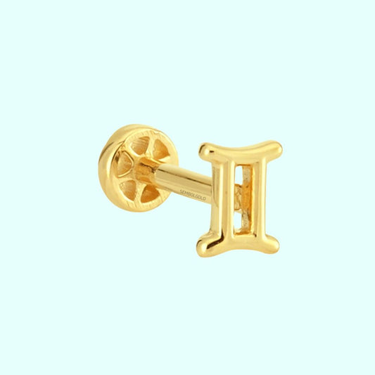 Solid Gold Tragus Piercing 14K Gemini Zodiac Sign