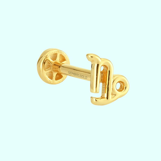 Solid Gold Tragus Piercing 14K Capricorn Zodiac Sign