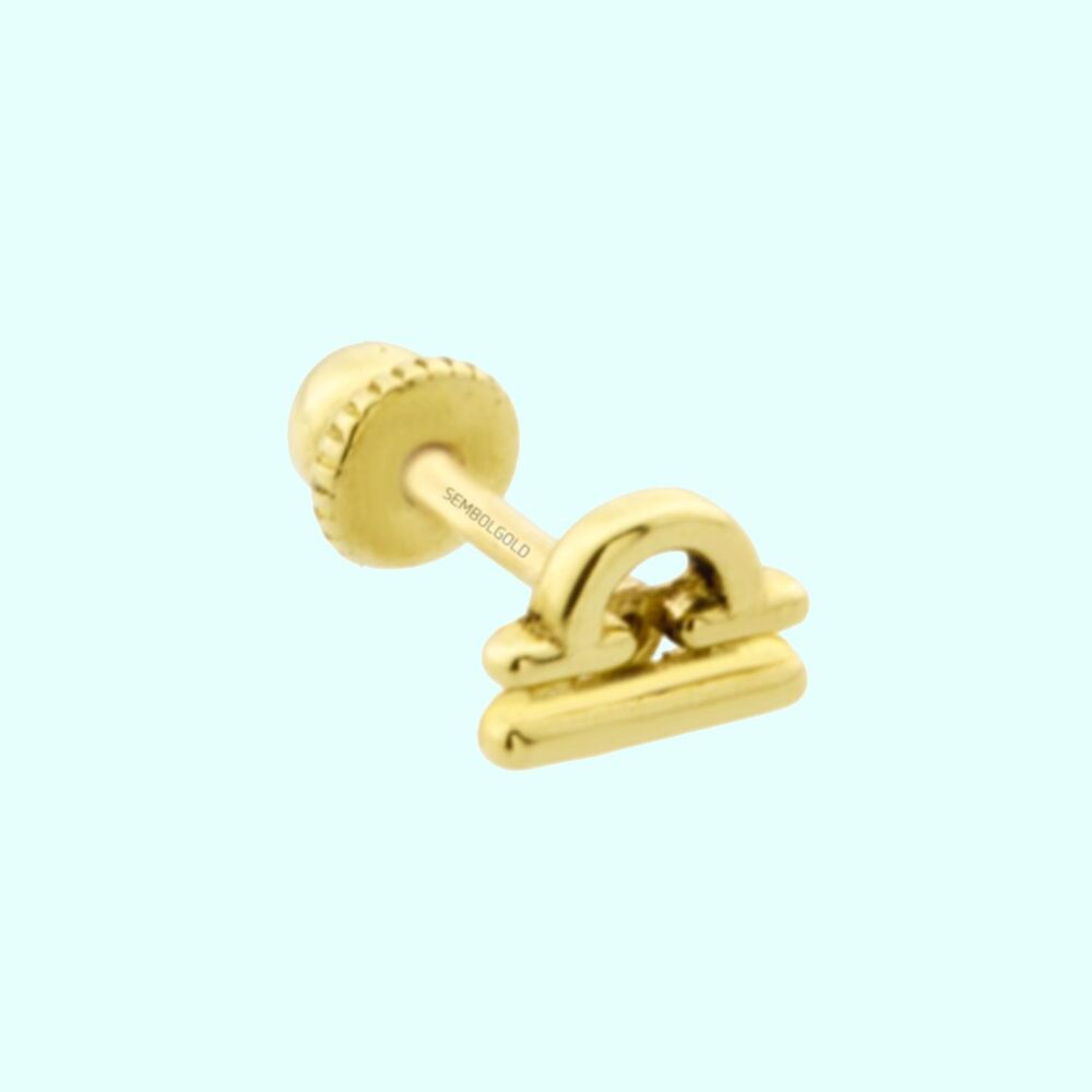 Solid Gold Tragus Piercing 14K Libra Zodiac Sign