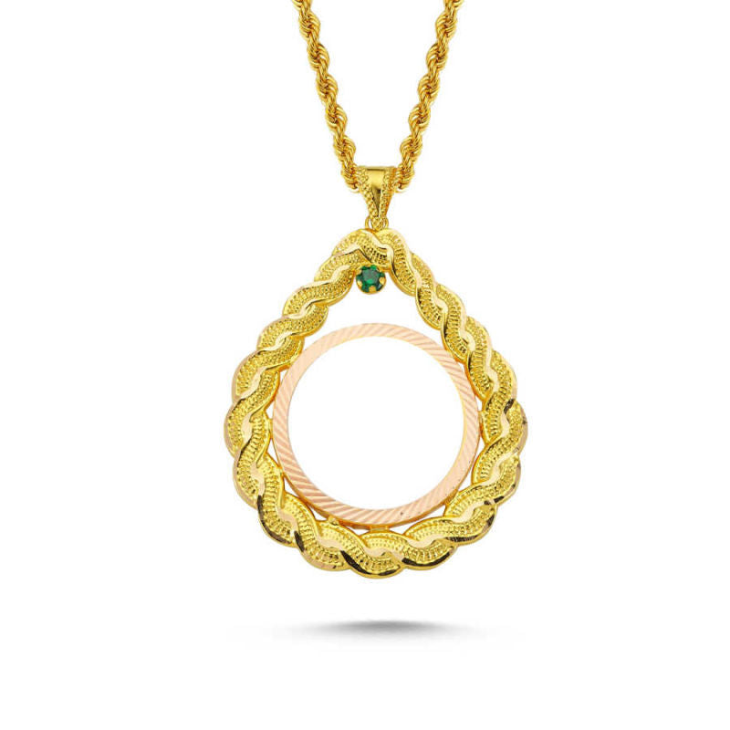 Solid Gold Tugra Necklace Tam Solid Gold Drop Twisted Design