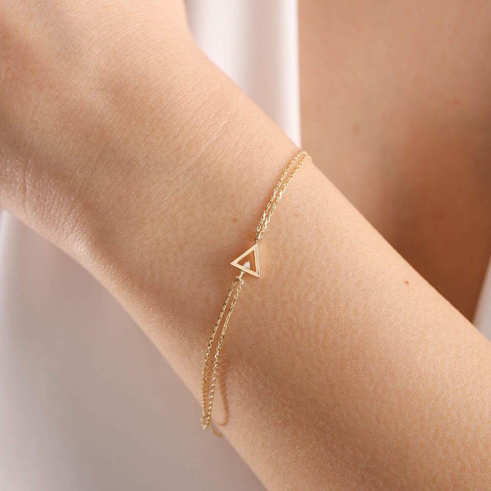 Solid Gold Triangle Bracelet