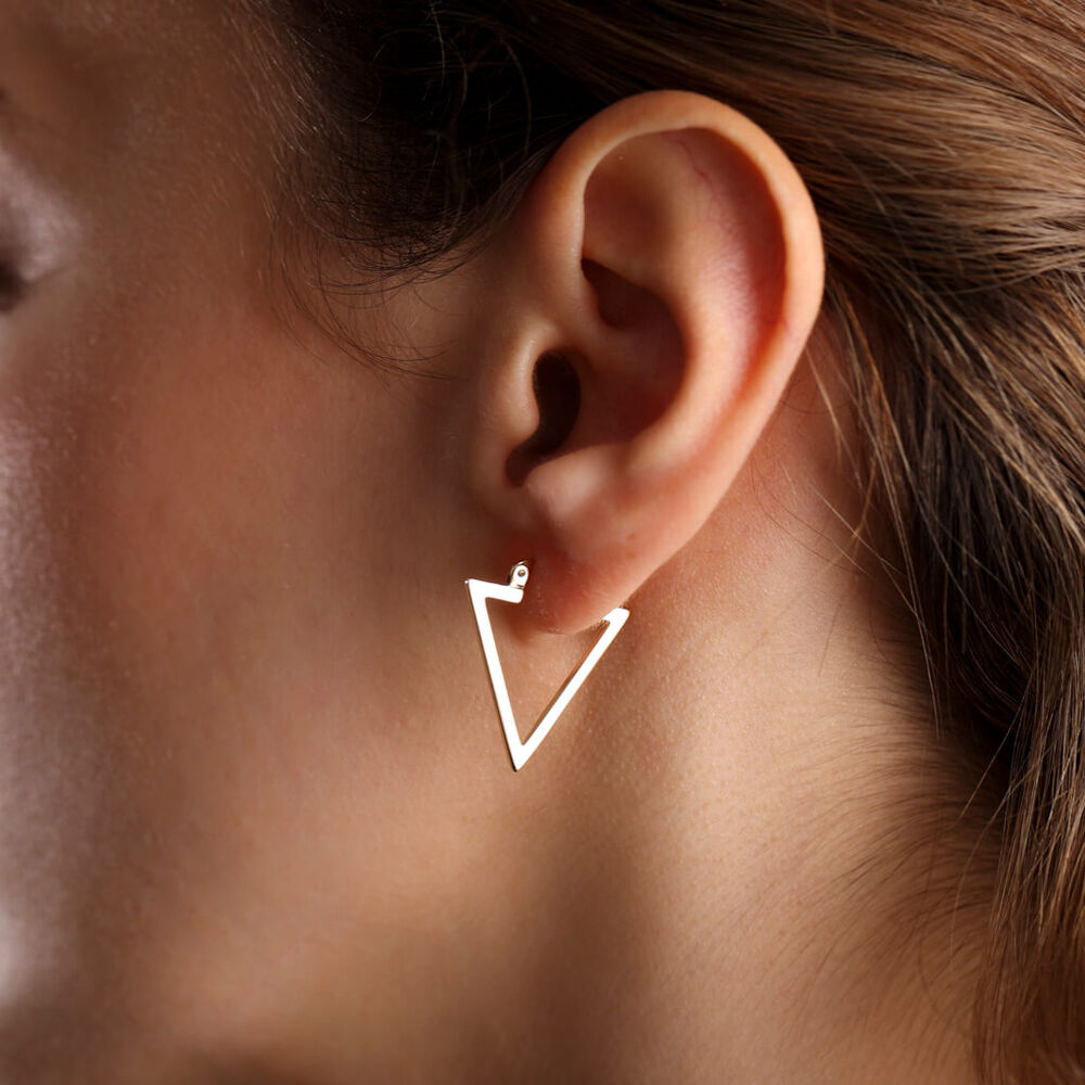 Solid Gold Triangle Earrings 14K 2,3 cm Dainty Earrings