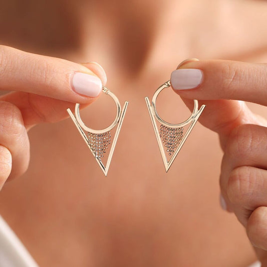 Solid Gold Triangle Earrings Dorica Italy
