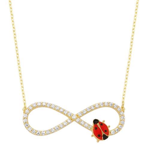 Solid Gold Ladybug Infinity Necklace
