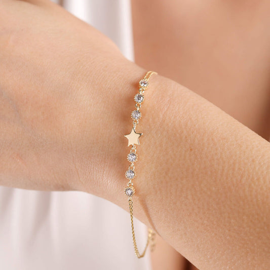Solid Gold Star Bracelet