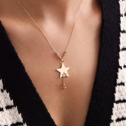 Solid Gold Star Necklace