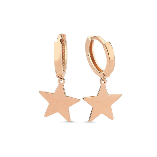 Solid Gold Star Earrings Rose Solid Gold