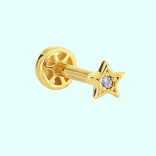 Solid Gold Star Tragus Piercing 14K