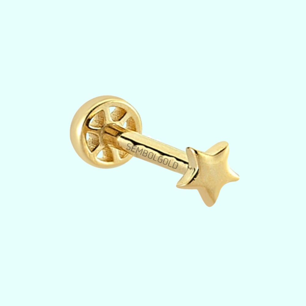 Solid Gold Star Tragus Piercing 14K