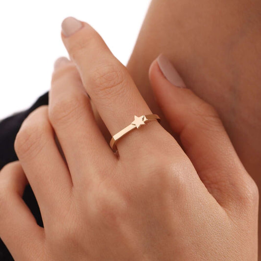 Solid Gold Star Ring