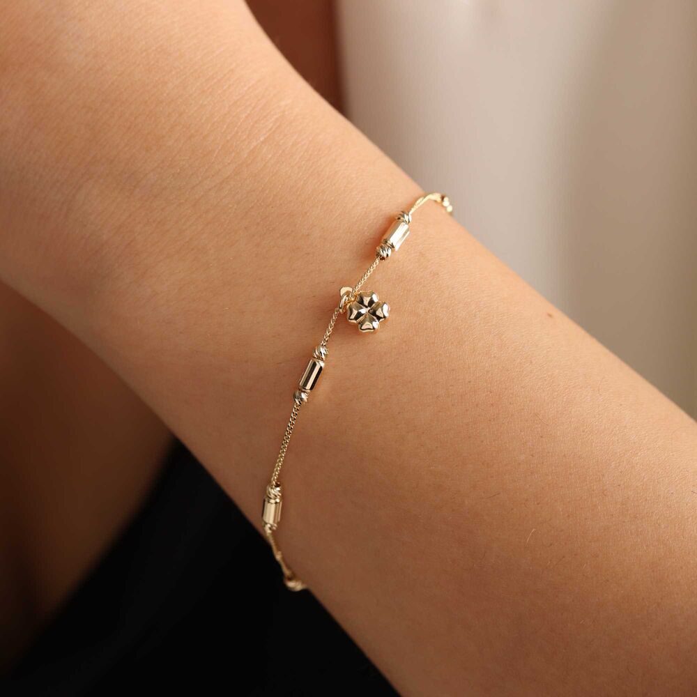 Solid Gold Clover Bracelet Almond Dorica