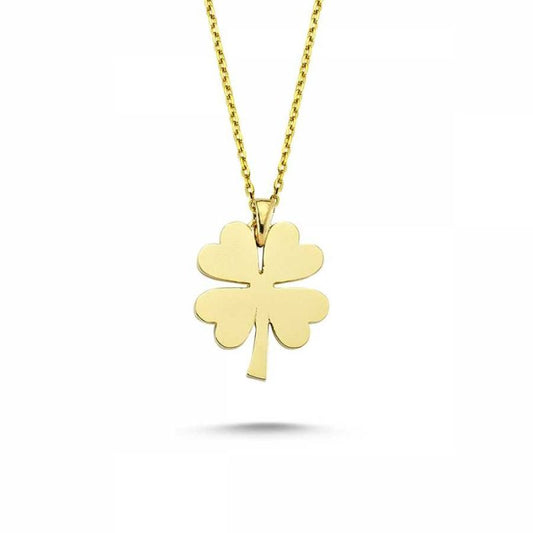 Solid Gold Clover Heart Necklace