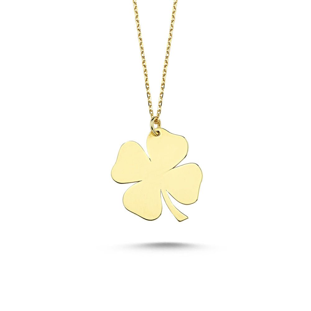 Solid Gold Clover Necklace Dainty Model