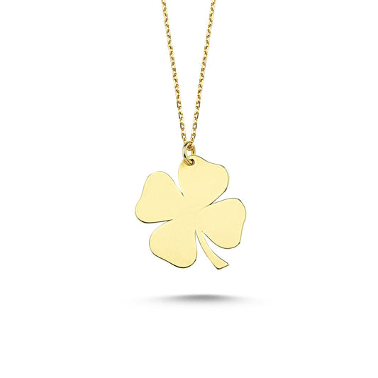 Solid Gold Clover Necklace Dainty Model