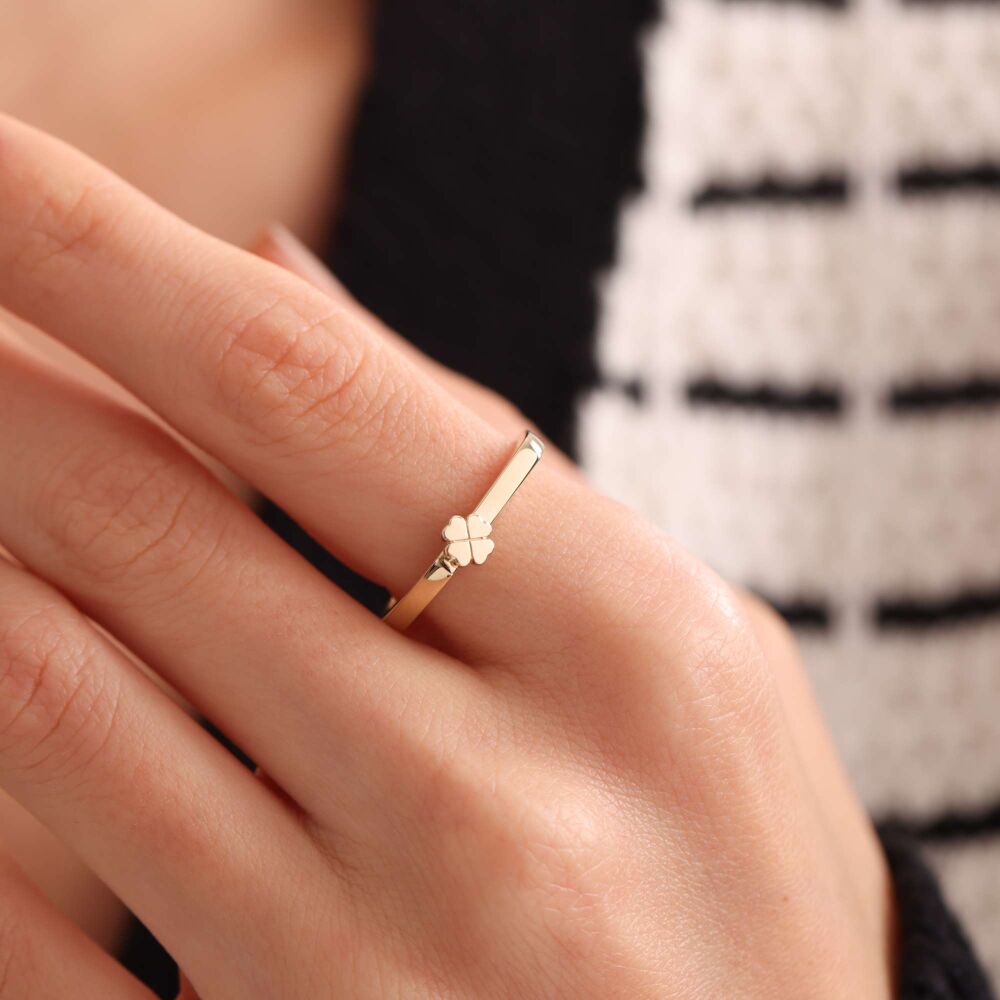 Solid Gold Clover Ring