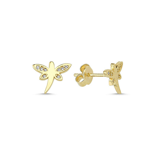 Solid Gold Dragonfly Earrings