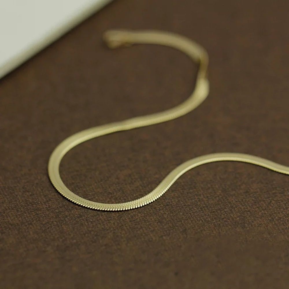 Solid Gold Chain Herringbone 14K 5.0 mm