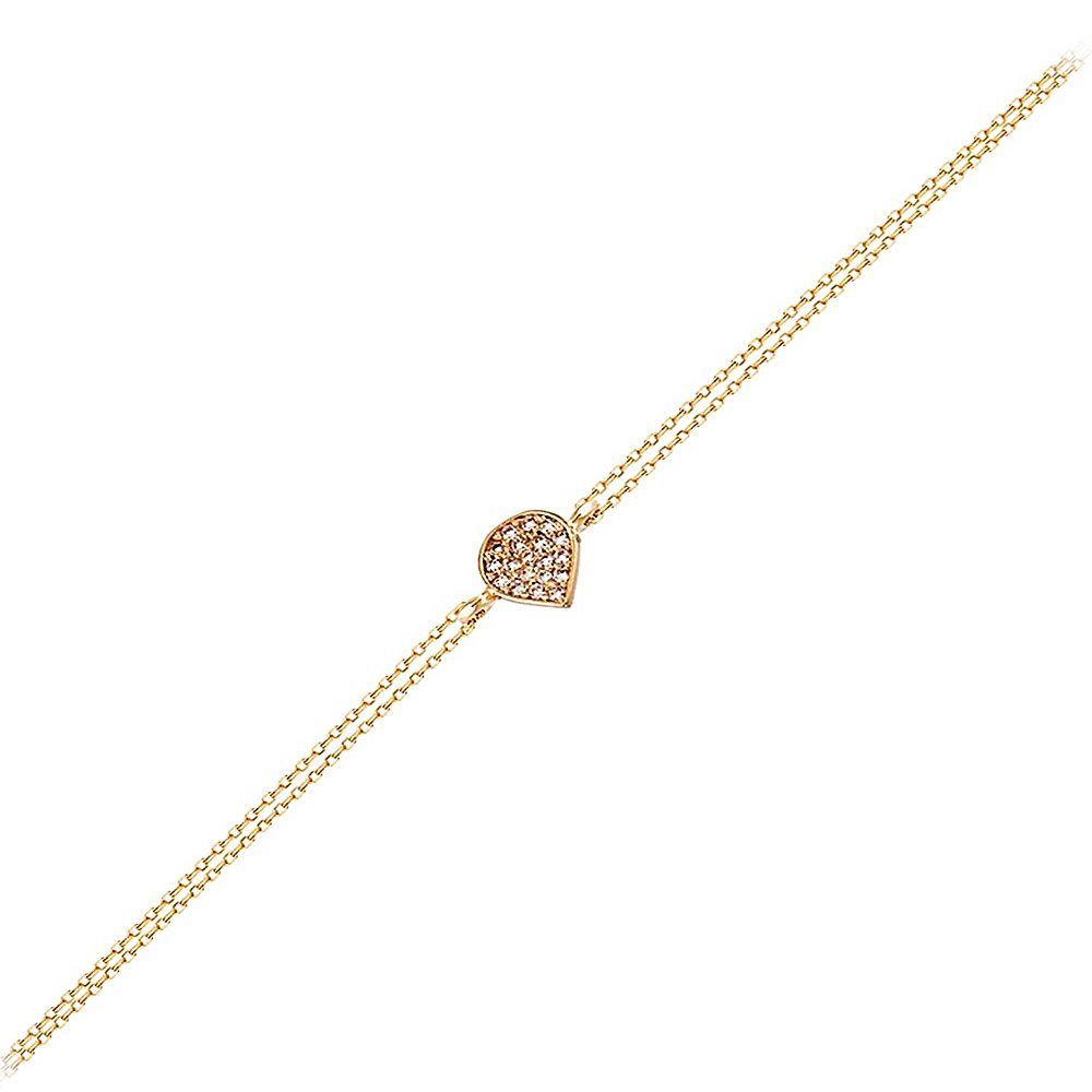 Solid Gold Chain Drop Bracelet 14K Rose Solid Gold