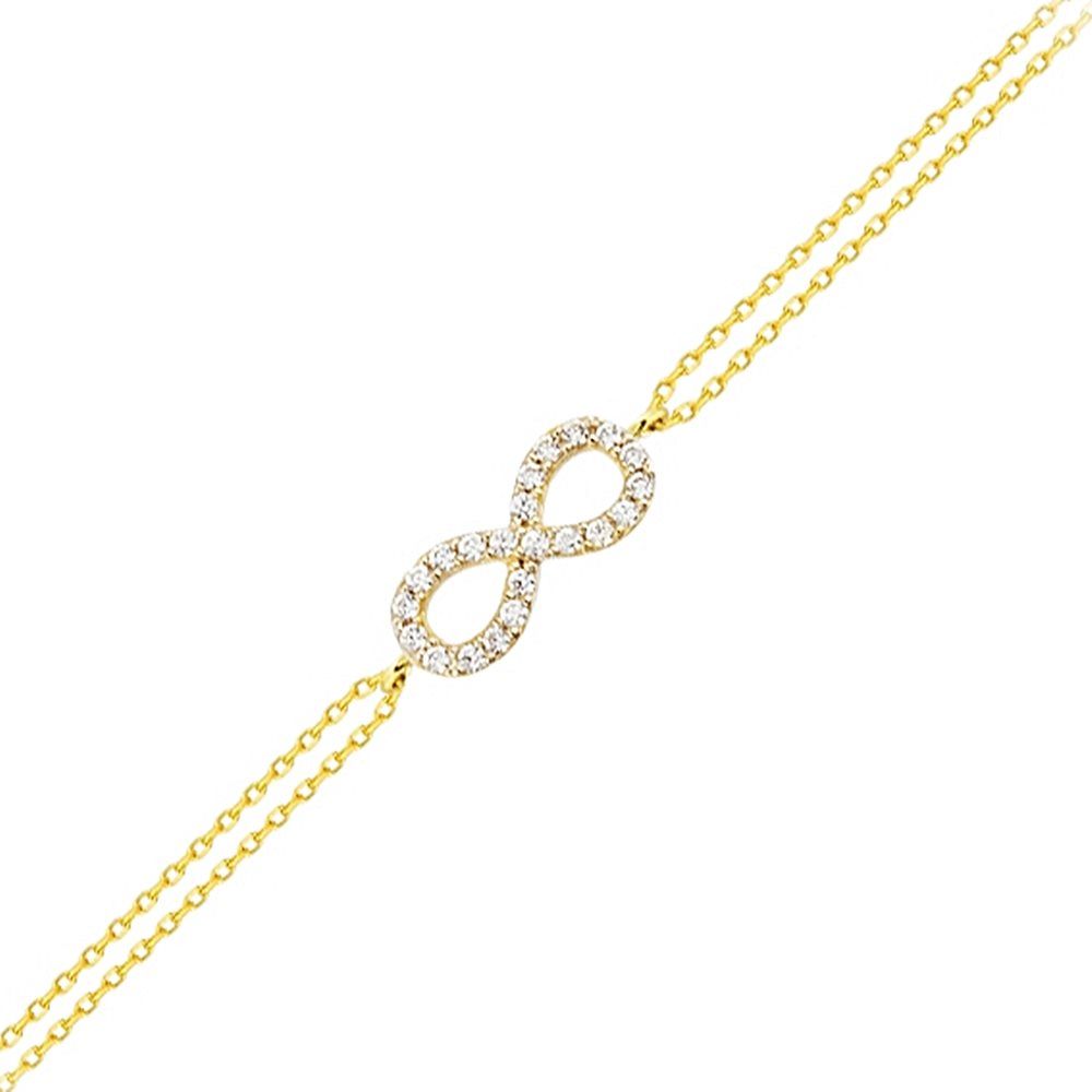 Solid Gold Chain Infinity Bracelet 14K Solid Gold