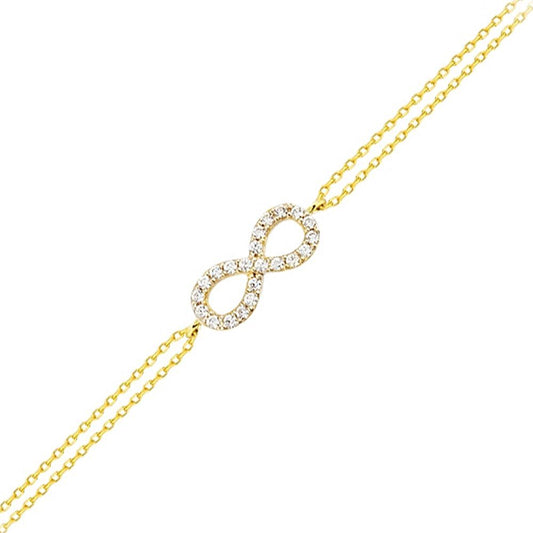Solid Gold Chain Infinity Bracelet 14K Solid Gold
