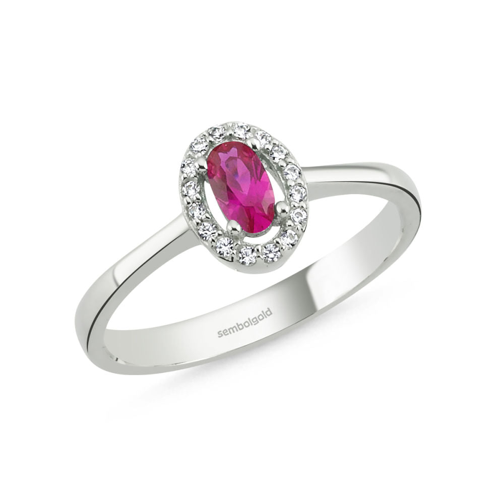 Anturage Solid Gold Ring 0.30 Carat Oval Ruby Gemstone