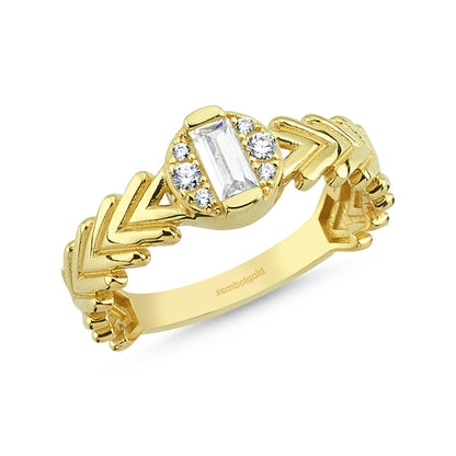 14K Solid Gold Baguette Ring 0,28 Carat