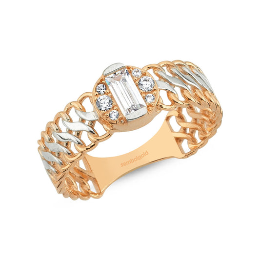 Baguette Solid Gold Ring 0,28 Carat Braid