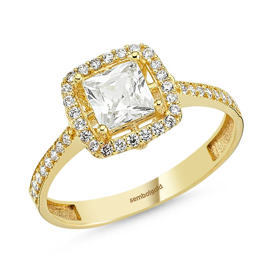 Baguette Yellow Solid Gold Solitaire Ring 0.80 Carat