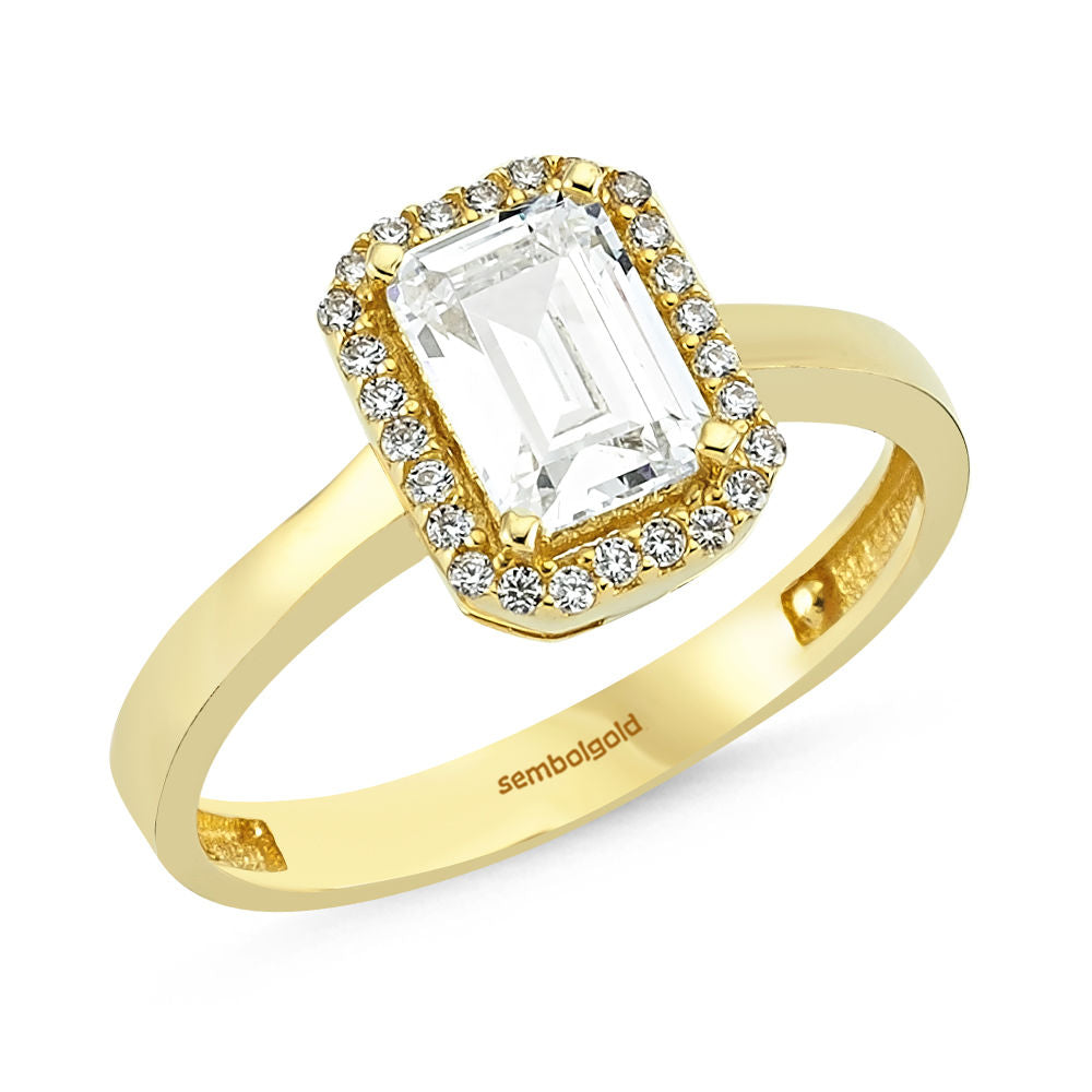 Baguette Solitaire Solid Gold Ring