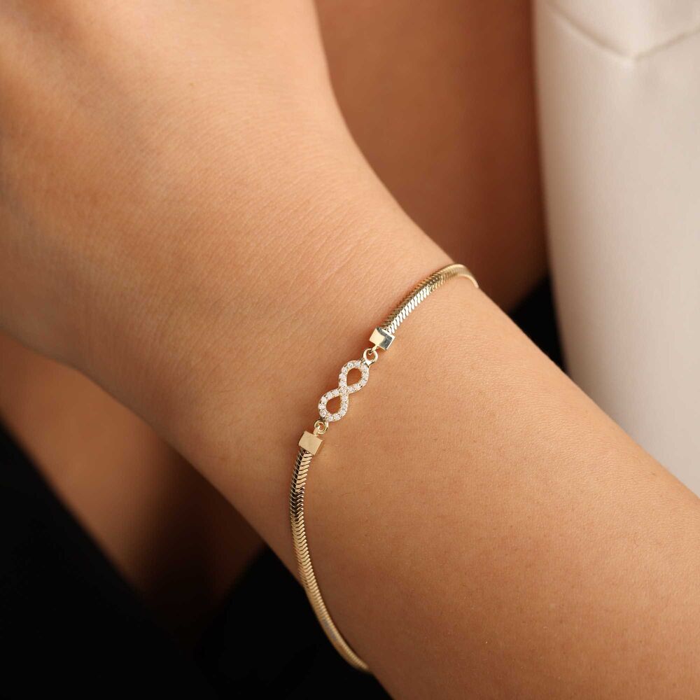 Herringbone Solid Gold Bracelet Infinity Design