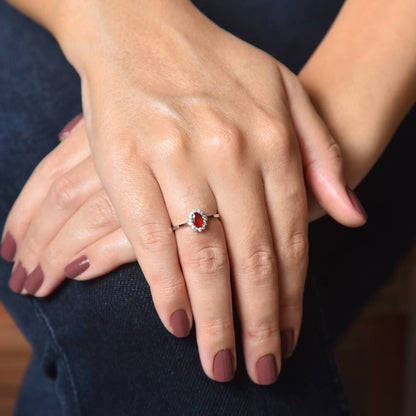 White Solid Gold Anturage Ring Oval Root Ruby