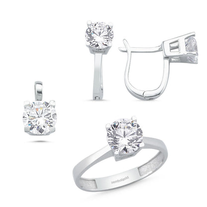 White Solid Gold Solitaire Set