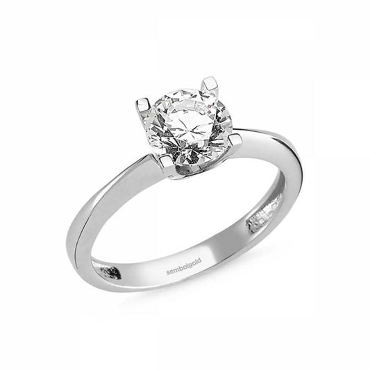 White Solid Gold Solitaire Ring Special Design