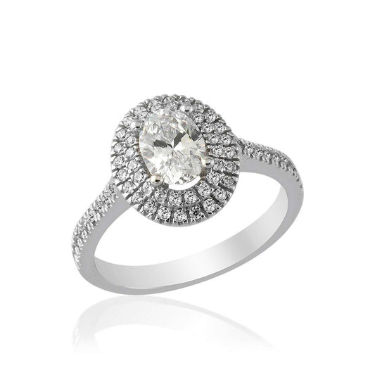 White Solid Gold Solitaire Ring Diamond Mounting Oval