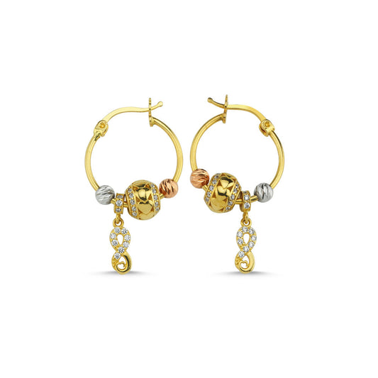 14K Solid Gold Infinity Charm Earrings