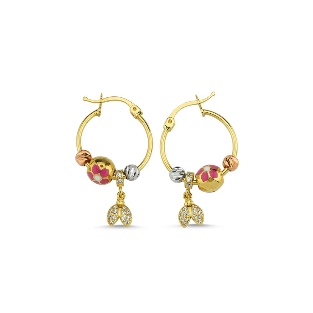 Charm Solid Gold Earrings Ladybug