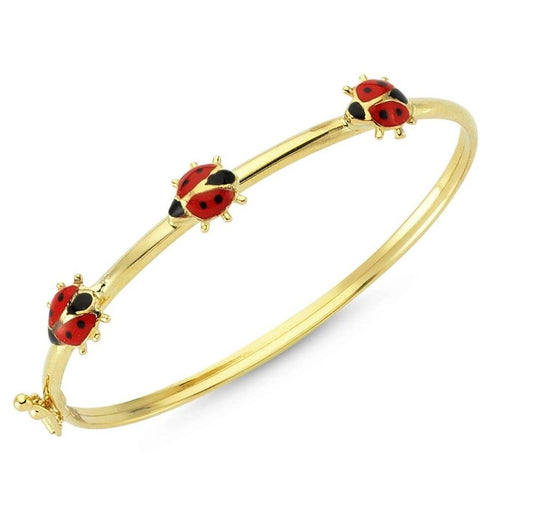 14K Solid Gold Ladybug Kids Bracelet