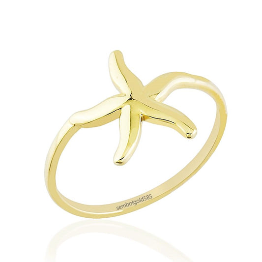 Starfish Solid Gold Ring Yellow 14K Solid Gold