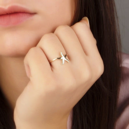 Starfish Solid Gold Ring Yellow 14K Solid Gold