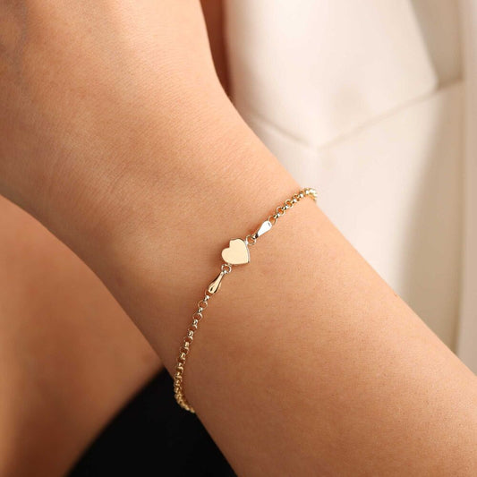 Doc Chain Paperclip Solid Gold Bracelet Heart Form