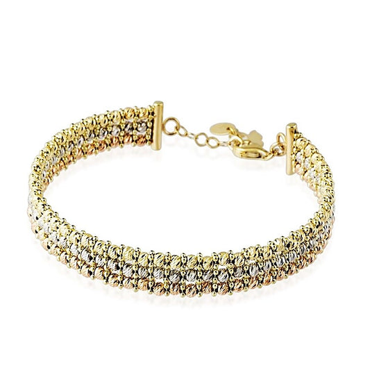 Dorica Solid Gold Bracelet Triacolor Design 14K Italy