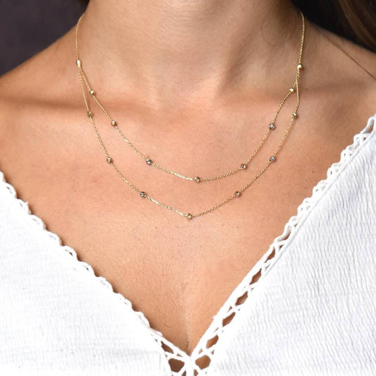 Dorica Solid Gold Necklace Double Chain