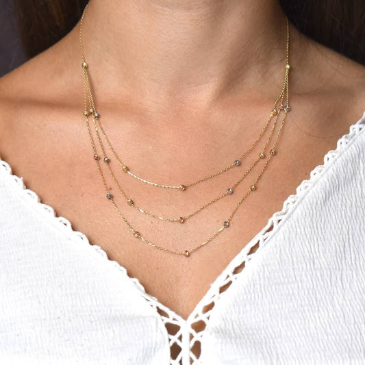 Dorica Solid Gold Necklace Three Chain